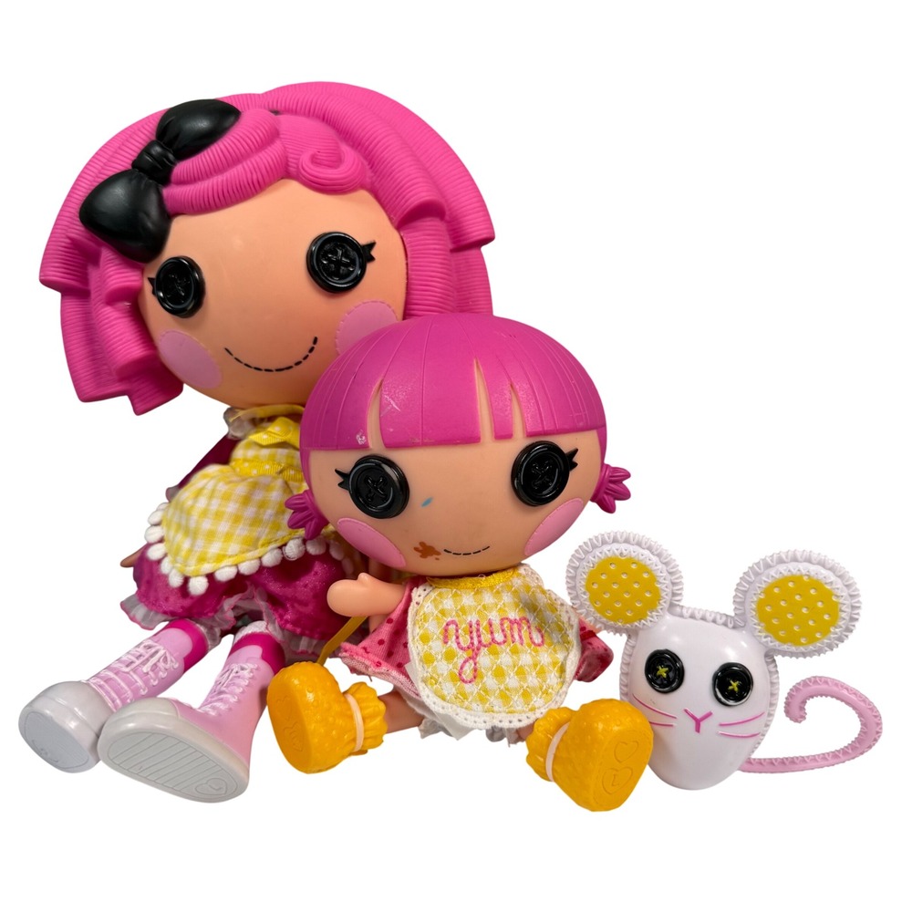Lalaloopsy Crumbs Sugar Cookie 13" & Sprinkle Spice Cookie 7" Doll Set & Mouse